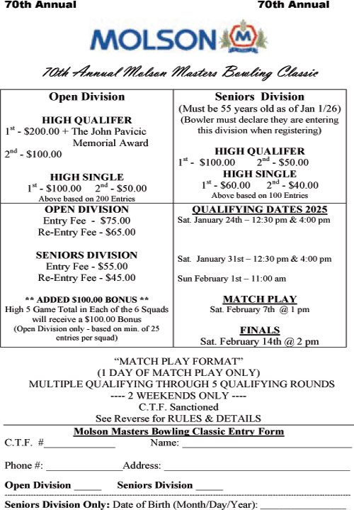 The Molson Masters 70th Annual Bowling Classic poster